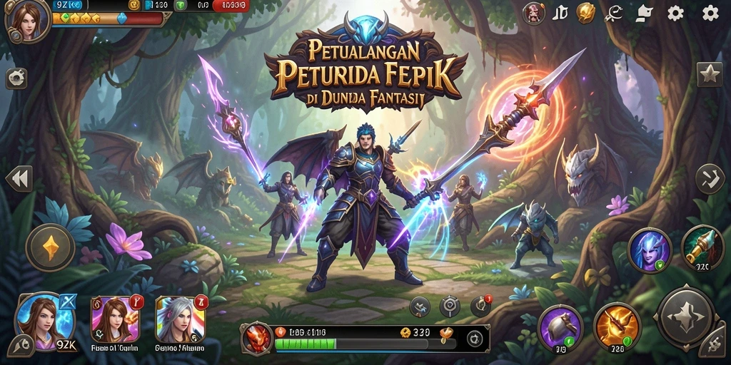 Screenshot menunjukkan karakter yang beraksi dalam pertempuran RPG.