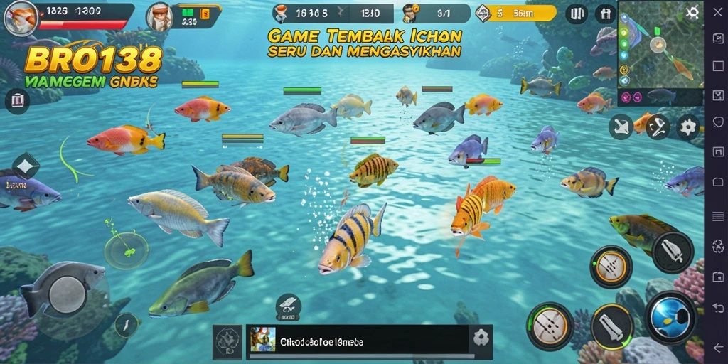 Screenshot menunjukkan aksi seru saat menembak ikan di BRO138.