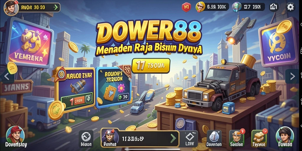 Screenshot gameplay DOWER88 yang menunjukkan pengelolaan bisnis yang menarik.