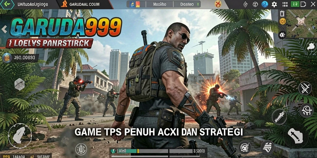 Screenshot gameplay GARUDA999 menampilkan pertempuran taktis yang mendebarkan.