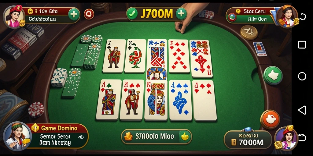 Screenshot gameplay J200M menampilkan keseruan permainan Domino.