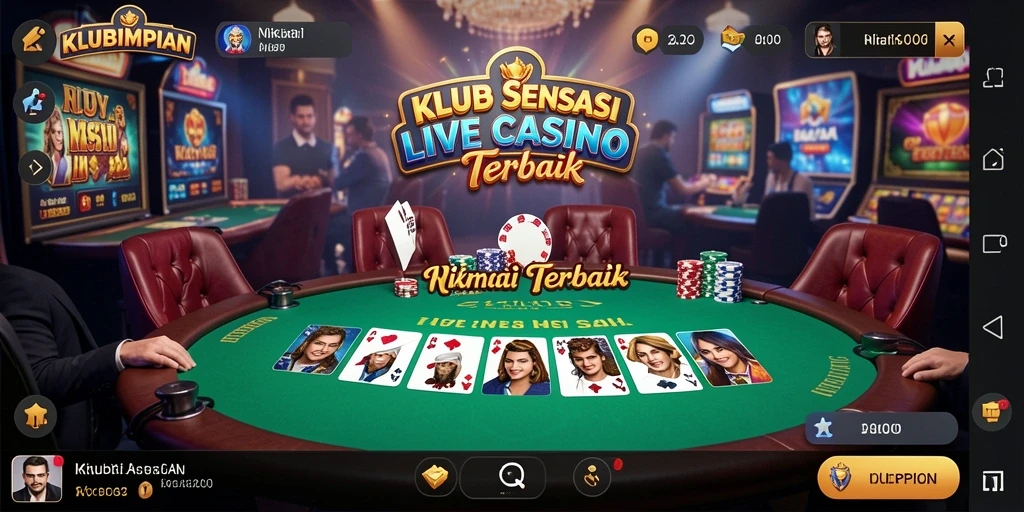Screenshot gameplay Live Casino KLUBIMPIAN dengan dealer profesional.