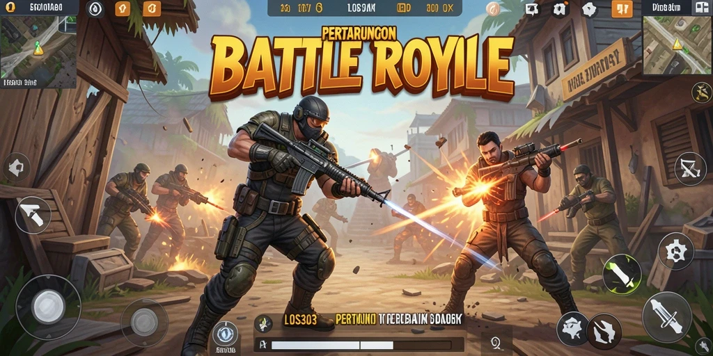 Tampilan utama gameplay LOS303 Battle Royale yang seru dan dinamis.