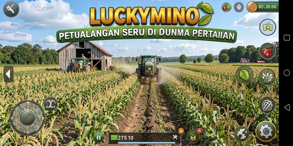 Tangkapan layar menarik dari gameplay pertanian LUCKYMINO.
