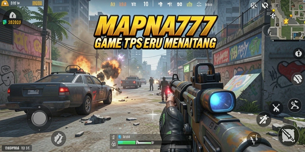 Screenshot utama MAPNA777 menampilkan aksi seru dalam pertempuran TPS.