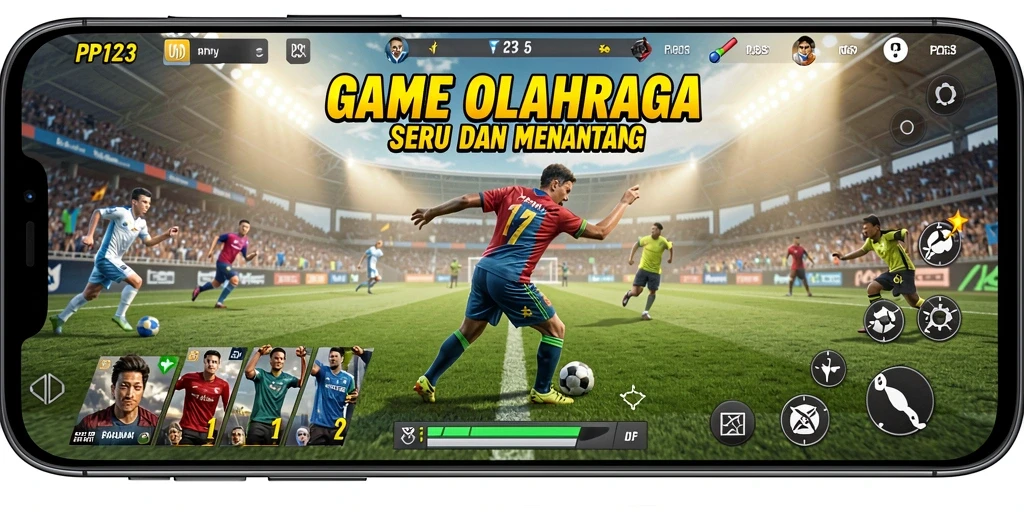 Tampilan gameplay PP123 yang mendebarkan dengan aksi olahraga yang intens.