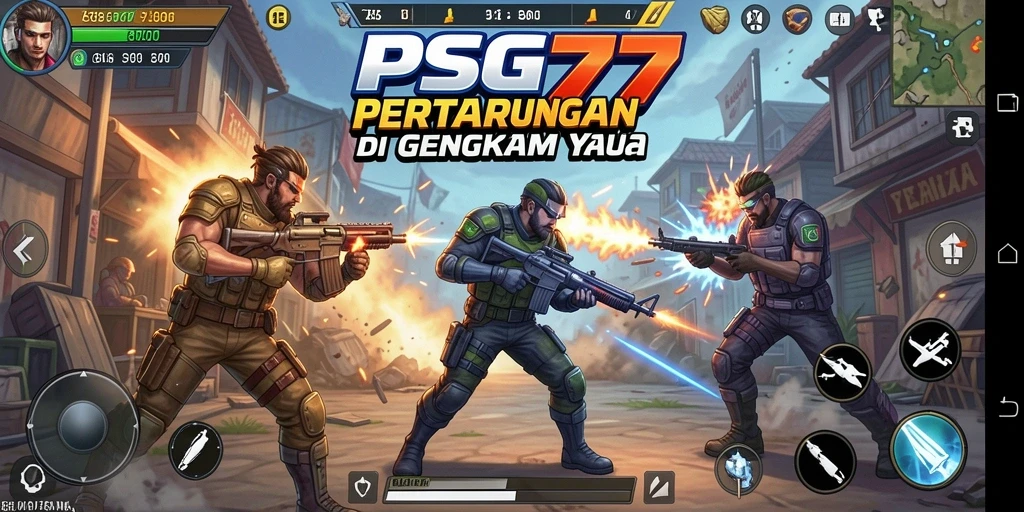 Tampilan gameplay seru dalam pertarungan PSG77 yang menantang.