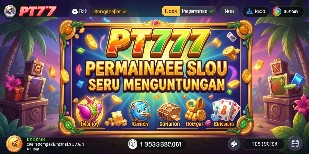 Screenshot utama PT777 menampilkan gameplay slot yang menarik dan penuh warna.