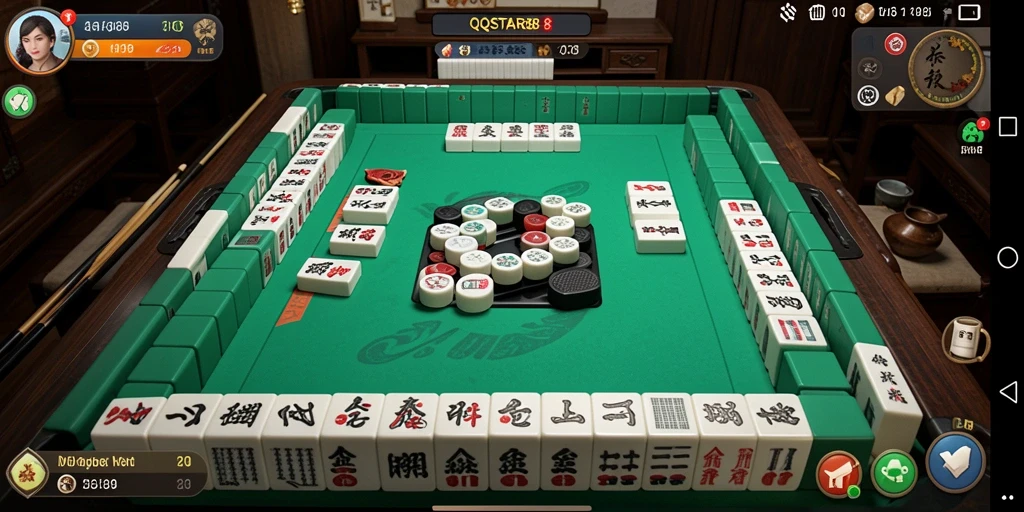 Screenshot QQSTAR88 menampilkan gameplay Mahjong yang seru.