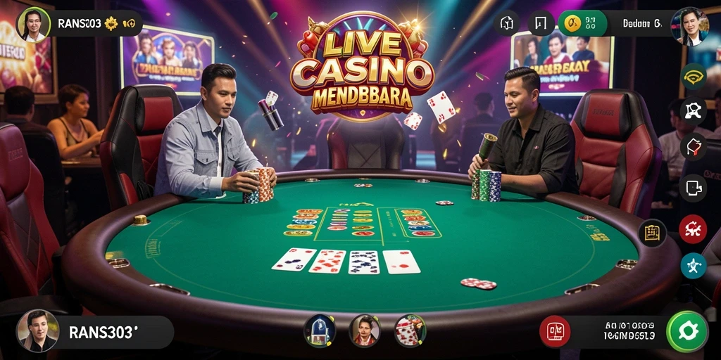 Tampilan gameplay RANS303 dengan dealer dan pemain yang berinteraksi.