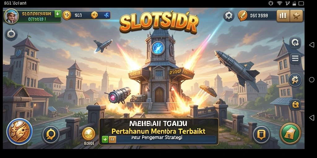 Tampilan gameplay menara pertahanan yang menarik di SLOTSIDR.