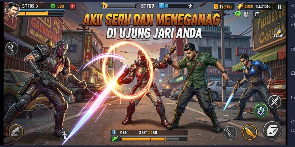 Screenshot utama ST789 menampilkan pertarungan aksi yang mendebarkan.