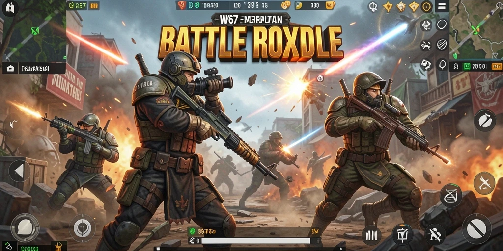 Tampilan gameplay seru dari W67 dalam pertempuran Battle Royale.